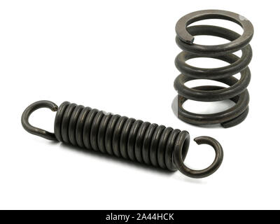 blank metal compression and tension spring are isolated on white background Stock Photo