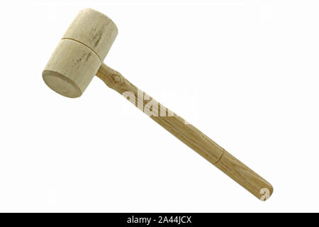 wooden mallet, hammer isolated on white background Stock Photo