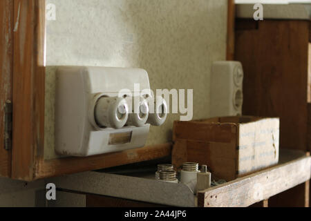 old fuse board in old dusty space Stock Photo