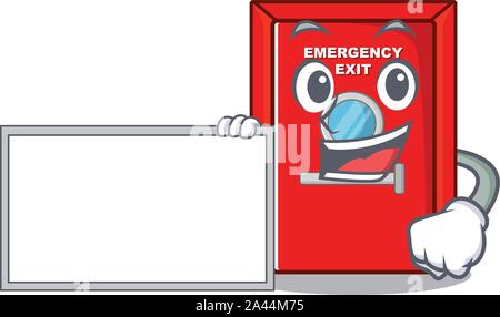 With board emergency exit door with the character Stock Vector