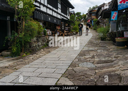 Magome, Japan - September 5, 2016: Tourists on the streets of Magome historical postal town in Kiso Valley Stock Photo