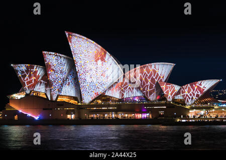 Sydney, Australia - 2016, May 27: Sydney Opera House illumination Lighting the Sails on lighting festival Vivid Sydney: Festival of Light, Music and I Stock Photo