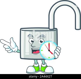 With clock unlock key icon in the character Stock Vector