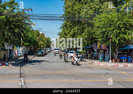 HuaHin, Thailand - Dec 26, 2015: Day traffic on Hua HIn street. Thailand Stock Photo