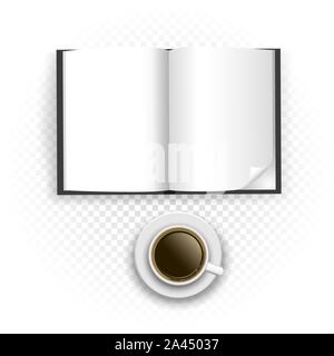 coffee and newspaper on transparent Stock Vector