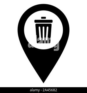 Waste bin and location pin Stock Photo - Alamy