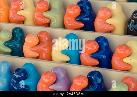Salt and pepper tables set in a souvenir shop in majorca Stock Photo