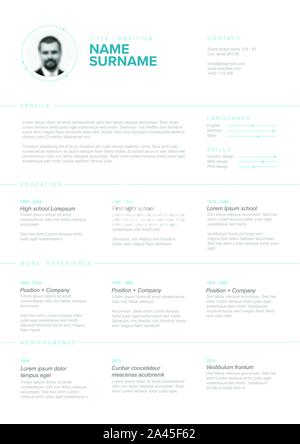 Vector minimalist cv / resume template with content blocks design Stock Vector