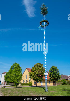 Maypole in a Bavarian village Stock Photo