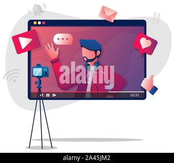 Vlogging Man Illustration Stock Vector