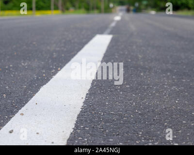 New asphalt Street texture with white line Stock Photo