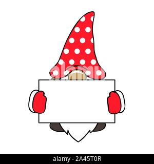 christmas cute gnome with red clothes and card vector illustration EPS10 Stock Vector