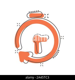 Vector cartoon clock timer icon in comic style. Time alarm concept illustration pictogram. Stopwatch clock business splash effect concept. Stock Vector