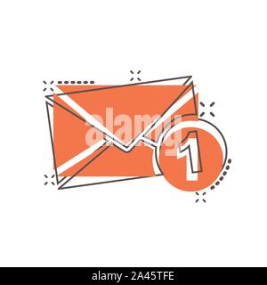 Mail envelope icon in comic style. Email message vector cartoon illustration pictogram. Mailbox e-mail business concept splash effect. Stock Vector