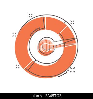 Meter dashboard icon in comic style. Credit score indicator level vector cartoon illustration pictogram. Gauges with measure scale business concept sp Stock Vector