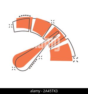 Meter dashboard icon in comic style. Credit score indicator level vector cartoon illustration pictogram. Gauges with measure scale business concept sp Stock Vector