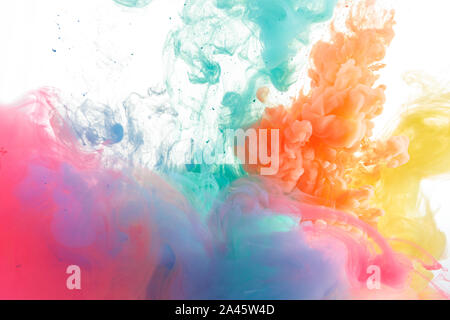 colorful abstract splatter color from waterpaint in water background Stock Photo