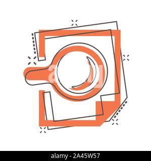 Scrutiny document plan icon in comic style. Review statement vector cartoon illustration pictogram. Document with magnifier loupe business concept spl Stock Vector