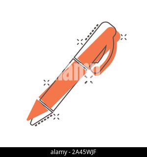 Pen icon in comic style. Highlighter vector cartoon illustration ...