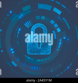Padlock on technology background. Protection concept of digital and technology. System privacy. Protect personal data. vector illustration Stock Vector