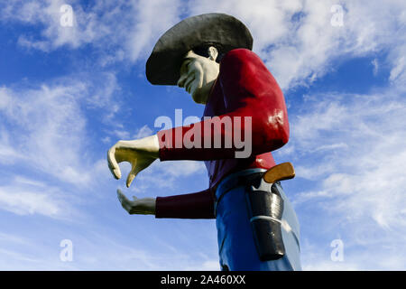 USA, New Jersey, large cowboy sculpture Stock Photo