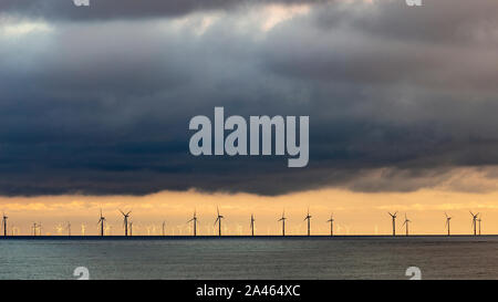 Gwynt y Mor windfarm off the North Wales coast at Colwyn Bay Stock Photo