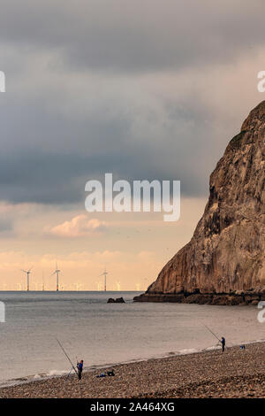 Gwynt y Mor windfarm off the North Wales coast at Colwyn Bay Stock Photo