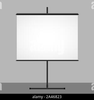 Meeting Projector Screen isolated on white wall. Realistic Blank Board ...