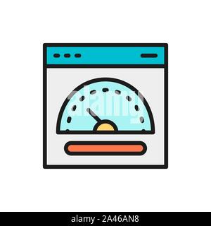 Speed hosting, fast server flat color line icon. Stock Vector
