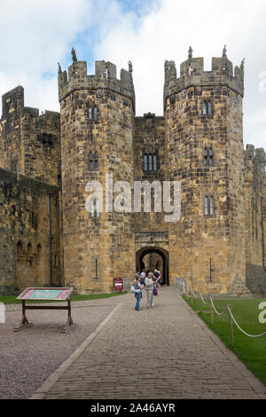 The entrance archway to the State rooms in Alnwick Castle Northumberland UK Stock Photo