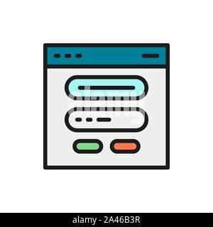 Browser window, website and site flat color line icon. Stock Vector