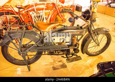 Marseille (France) Musée de la moto - Motorcycle museum : Cleveland 222cc 1918 (USA) Stock Photo
