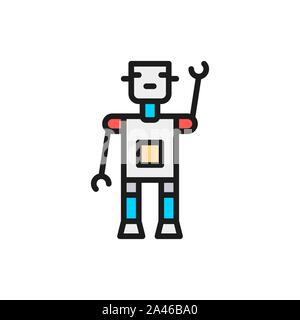 Robot, bot, chatbot, artificial intelligence flat color line icon. Stock Vector