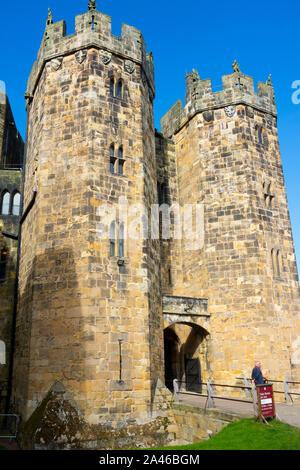 The entrance archway to the State rooms in Alnwick Castle Northumberland UK Stock Photo