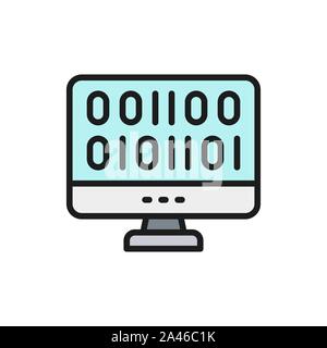 Web development, coding flat color line icon. Stock Vector