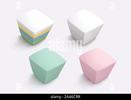 memo papers set on bright background Stock Vector