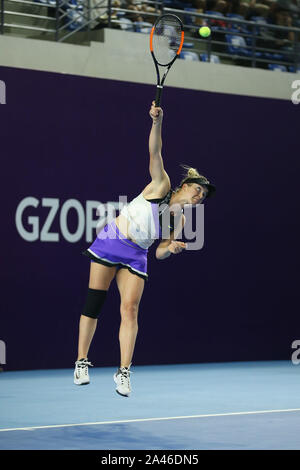 Ukrainian professional tennis player Elina Svitolina plays against Slovenian professional tennis player Dalila Jakupovic at the first round of WTA Gua Stock Photo