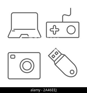 Home electronics and gadgets thin line vector icon set. EPS 10 Stock Vector