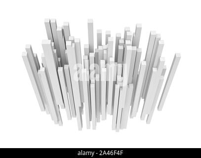 3d rendering of abstract different sized lines on white background. 3d illustration. Computer graphics. Design and art Stock Photo