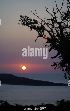 sunset in Crete coastline, Stock Photo