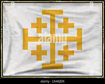 Flag of the Kingdom of Jerusalem. Stock Photo