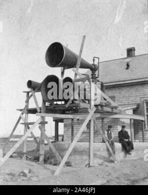 Fog alarm with experimental trumpets. Stock Photo