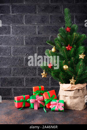 Christmas tree with gift boxes Stock Photo