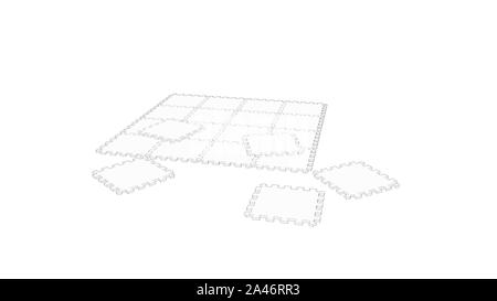 3d rendering of a rubber tile floor isolated in white background Stock Photo