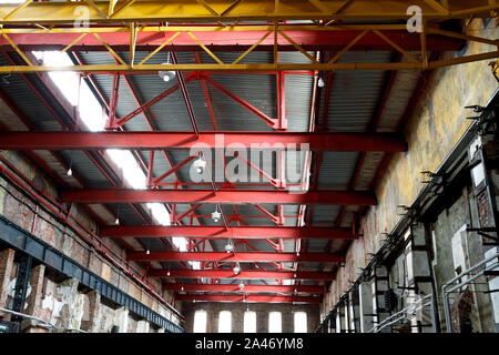 Empty factory building or warehouse building with concrete floor for industry background. Stock Photo