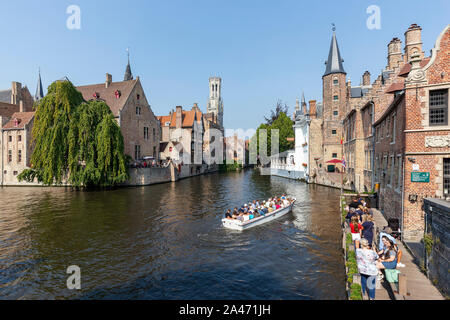 BRUGES, BELGIUM - AUGUST 2019; The Dijver Canal Stock Photo