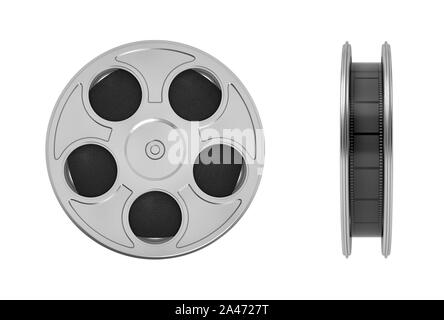 3d rendering of movie reel with a lot of film taped tightly inside