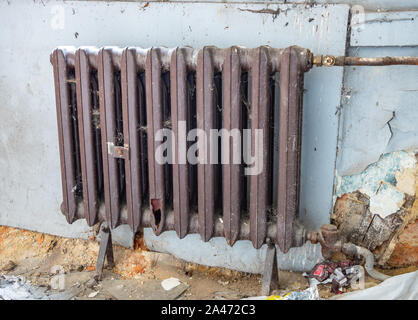 Old radiator in the room Stock Photo