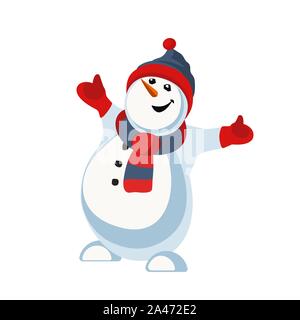 Cute snowman icon isolated on white Stock Vector