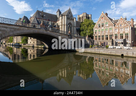 GHENT, BELGIUM - AUGUST 2019; The Lys River Stock Photo